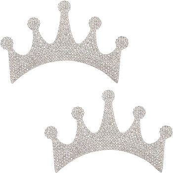 Crown Shape Glass Rhinestone Car Stickers, for Decorate Cars Bumper Window Laptops Luggage, Crystal, 65x100x1.5mm