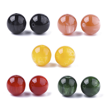 Resin Beads, Imitation Gemstone, Round, Mixed Color, 19.5~20mm, Hole: 2.5mm