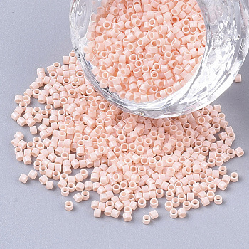 11/0 Grade A Glass Seed Beads, Cylinder, Uniform Seed Bead Size, Baking Paint, Misty Rose, about 1.5x1mm, Hole: 0.5mm, about 20000pcs/bag