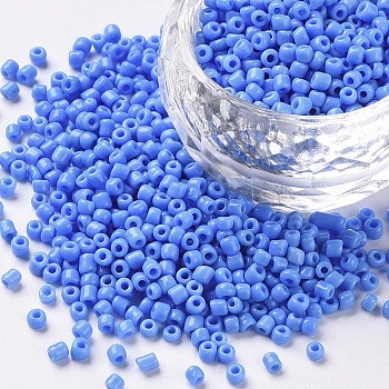 12/0 Glass Seed Beads, Opaque Colours Seed, Small Craft Beads for DIY Jewelry Making, Round, Round Hole, Cornflower Blue, 12/0, 2mm, Hole: 1mm, about 3333pcs/50g, 50g/bag, 18bags/2pounds