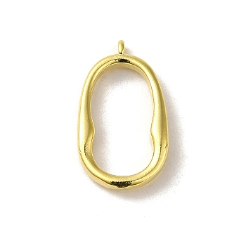 Brass Pendants, Oval Ring Charms, Real 24K Gold Plated, 18x10.5x2mm, Hole: 0.8mm