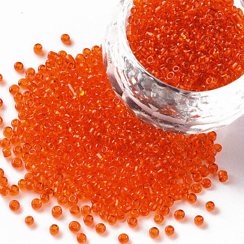 (Repacking Service Available) Glass Seed Beads, Transparent, Round, Dark OranGoe, 12/0, 2mm, Hole: 1mm, about 12G/bag
