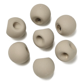 Rubberized Acrylic Beads, Round, Top Drilled, Tan, 18x18x18mm, Hole: 3mm