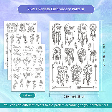 4 Sheets 11.6x8.2 Inch Stick and Stitch Embroidery Patterns(DIY-WH0455-061)-2