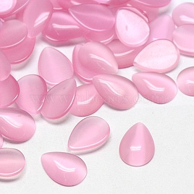 Pearl Pink Teardrop Glass Cabochons