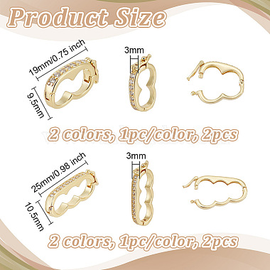 4Pcs 4 Styles Rack Plating Brass Micro Pave Clear Cubic Zirconia Twister Clasps(KK-OC0001-48)-2