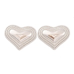 Brass Stud Earrings for Women, Lead Free & Cadmium Free, Heart, Platinum, 27.5x36mm(EJEW-U015-07P-01)