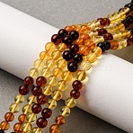 Gradient Color Natural Amber Beads Strands, Round, with Seed Beads, 5.5~6mm, Hole: 0.5mm, about 56~68pcs/strand, 14.96''(38cm)(G-F803-F01-6mm)