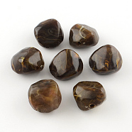 Nuggets Imitation Gemstone Acrylic Beads, Coconut Brown, 25x24x17mm, Hole: 3mm, about 84pcs/500g(OACR-R044-09)