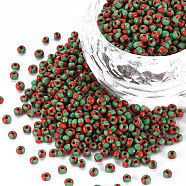12/0 Glass Seed Beads, Opaque Colours Seep, Green, 2mm, hole: 0.8mm(SEED-S005-3)