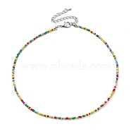 Glass Beaded Necklace, with Alloy Clasps, Colorful, 16.10 inch(40.9cm)(NJEW-Z029-05H)