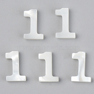Natural White Shell Mother of Pearl Shell Charms, Number, Num.1, 10x7x2mm, Hole: 0.8mm(X-SSHEL-R048-004-01)