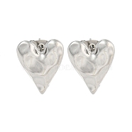 Non-Tarnish Heart 304 Stainless Steel Ear Studs, Stud Earrings for Women, Stainless Steel Color, 16x13mm(EJEW-L290-025P)