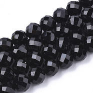 Natural Black Tourmaline Beads Strands, Faceted, Round, 4~4.5x4mm, Hole: 1mm, about 49pcs/strand, 7.48 inch(G-S345-4mm-002)