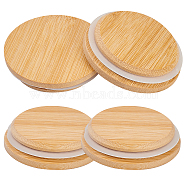 Wooden Jar Lids, with Silicone Pad, Round, BurlyWood, 8.05x1.8cm, 4pcs/set(AJEW-GF0004-90A)