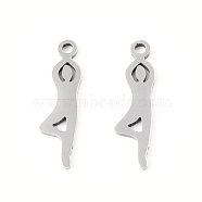 Yoga Theme 201 Stainless Steel Pendants, Human Charm, Stainless Steel Color, 18x5x1mm, Hole: 1.4mm(STAS-N091-165P)