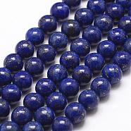 Natural Lapis Lazuli Bead Strands, Round, 6mm, Hole: 1mm, about 63pcs/strand, 15.5 inch(395mm)(G-G953-04-6mm)