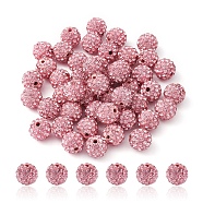 Pave Disco Ball Beads, Polymer Clay Rhinestone Beads, Round, Light Rose, PP13(1.9~2mm), 6 Rows Rhinestone, 10mm, Hole: 1.5mm(RB-YW0001-10B)