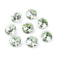Pointed Back & Back Plated K9 Glass Rhinestone Cabochons, Grade A, Faceted, Flat Round, Chrysolite, 8x4.5mm(RGLA-J012-8mm-238)