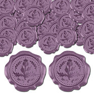 50Pcs Adhesive Wax Seal Stickers, Envelope Seal Decoration, For Craft Scrapbook DIY Gift, Violet, Thistle, 30mm(DIY-CP0010-16B)