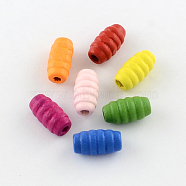 Dyed Natural Wood Beads, Oval, Mixed Color, 15x8mm, Hole: 3mm, about 1510pcs/500g(WOOD-R249-023)