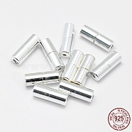 925 Sterling Silver Screw Clasps, Column, Silver, 11x4mm, Hole: 1mm(STER-G019-10S-4mm)