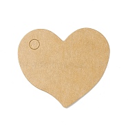 100Pcs Blank Kraft Paper Gift Tags, Heart, BurlyWood, 4x4.5x0.05cm, Hole: 5mm(CDIS-B001-09)