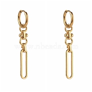 304 Stainless Steel Huggie Hoop Earrings, with Brass Handmade Link Chains, Golden, 48mm, Pin: 1mm(EJEW-JE04550-01)