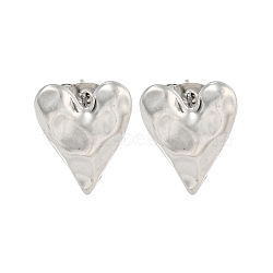 Non-Tarnish Heart 304 Stainless Steel Ear Studs, Stud Earrings for Women, Stainless Steel Color, 16x13mm(EJEW-L290-025P)