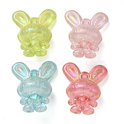 Transparent Acrylic Pendants, with Bubble inside, Rabbit, Mixed Color, 41.5x33x20mm, Hole: 3.2mm(PACR-Q008-23)