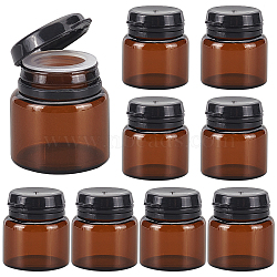 Glass Portable Cream Jar, Empty Refillable Cosmetic Containers, Amber Tone Vials, with Plastic Flip Lid & Inner Stopper, Column, Saddle Brown, 3x3.3cm, Capacity: 10g(MRMJ-WH0064-48B)