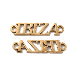 201 Stainless Steel Connector Charms, Hollow, Word IBIZA, Golden, 4x17x1mm, Hole: 1.4mm(STAS-K251-078G)