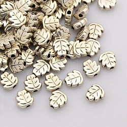 Tibetan Style Alloy Beads, Leaf, Cadmium Free & Nickel Free & Lead Free, Antique Silver, 7x7x3mm, Hole: 1mm(K084Q042)