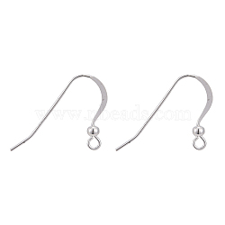 925 Sterling Silver Earring Hooks, Silver, 17x22x2.5mm, Hole: 2mm, 22 Gauge, Pin: 0.6mm(STER-K167-067S)