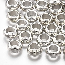 CCB Plastic Beads, Large Hole Beads, Donut, Platinum, 10x4~5mm, Hole: 5.5mm(X-CCB-T006-040P)