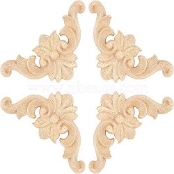 Natural Solid Wood Carved Onlay Applique Craft, Unpainted Onlay Furniture Home Decoration, Triangle, BurlyWood, 82x82x7mm(WOOD-FH0001-21)