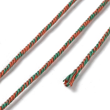 Polyester Twisted Cord, Round, for DIY Jewelry Making, Green, 1.2mm, about 38.28 Yards(35m)/Roll