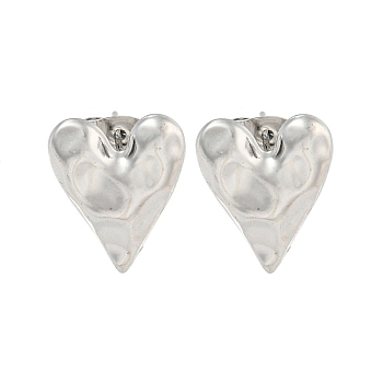 Non-Tarnish Heart 304 Stainless Steel Ear Studs, Stud Earrings for Women, Stainless Steel Color, 16x13mm