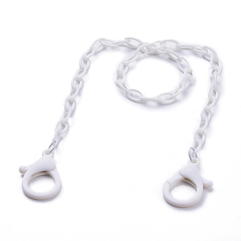 Personalized ABS Plastic Cable Chain Necklaces, Handbag Chains, with Plastic Lobster Claw Clasps, White, 22.24 inch(56.5cm)
