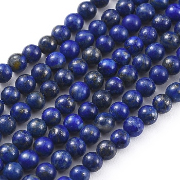 Natural Lapis Lazuli Beads Strands, Round, 3mm, Hole: 0.6mm, about 116pcs/strand, 15.4 inch(39.3cm)
