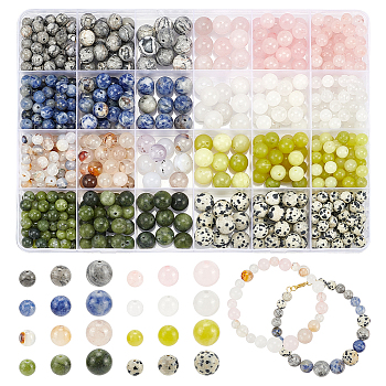 632pcs 24 Styles Natural Mixed Gemstone Beads Sets, Round, 6~10mm, Hole: 1mm
