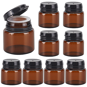 Glass Portable Cream Jar, Empty Refillable Cosmetic Containers, Amber Tone Vials, with Plastic Flip Lid & Inner Stopper, Column, Saddle Brown, 3x3.3cm, Capacity: 10g