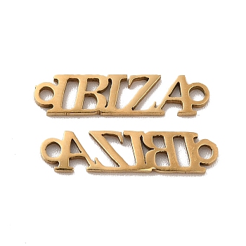 201 Stainless Steel Connector Charms, Hollow, Word IBIZA, Golden, 4x17x1mm, Hole: 1.4mm