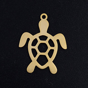 201 Stainless Steel Pendants, Turtle, Golden, 23x18.5x1mm, Hole: 1.5mm