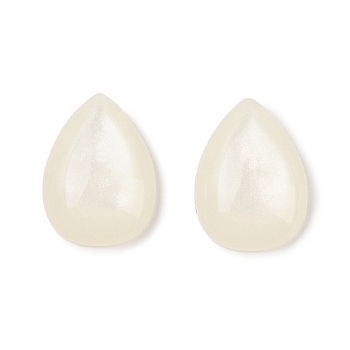 Opaque Resin Decoden Cabochons, Teardrop, White, 14x10x3.5mm