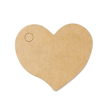 100Pcs Blank Kraft Paper Gift Tags, Heart, BurlyWood, 4x4.5x0.05cm, Hole: 5mm