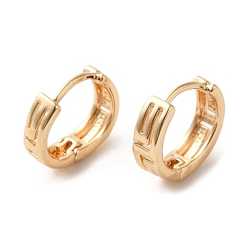 Brass Hoop Earrings, Rectangle, Light Gold, 12x4mm