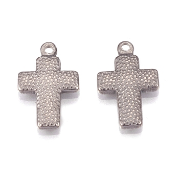 304 Stainless Steel Pendant, Cross, Stainless Steel Color, 16x10.5x2mm, Hole: 1.5mm