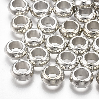 CCB Plastic Beads, Large Hole Beads, Donut, Platinum, 10x4~5mm, Hole: 5.5mm