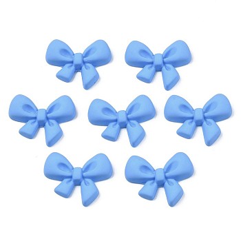 Opaque Spray Painted Acrylic Cabochons, Bowknot, Cornflower Blue, 23x27x6mm